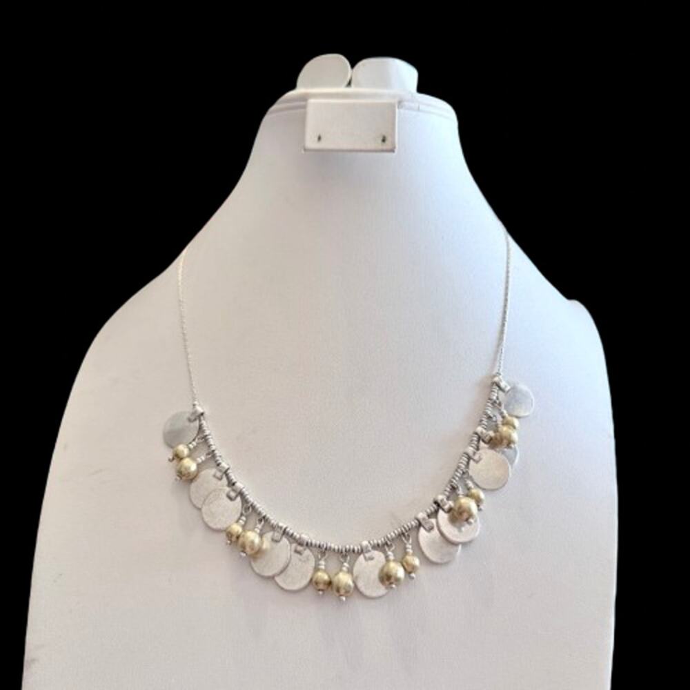 Lucky Brand Mixed Metal Silver & Gold Beaded Lariat Necklace - Picture 7 of 8